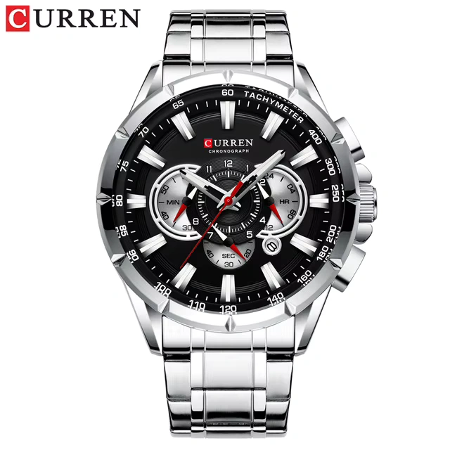 Curren 8363 Silver Black